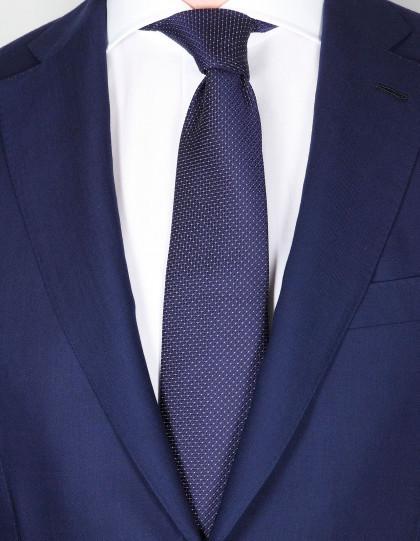 Borrelli Krawatte in dunkel blau strukturiert mit weißen Punkten