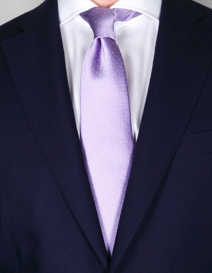 Borrelli Krawatte in flieder mit weißen Punkten
