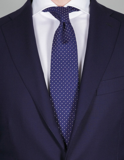 Luigi Borrelli Krawatte in dunkel blau mit rosa Punkten
