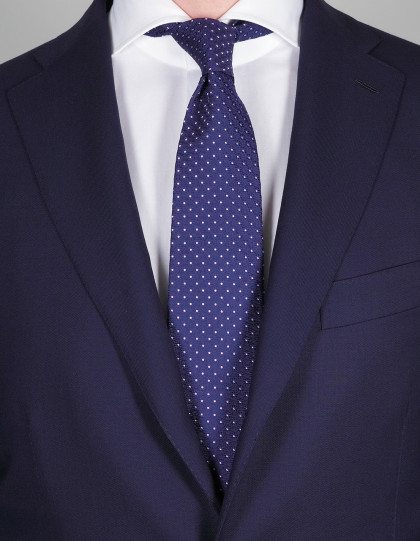 Luigi Borrelli Krawatte in dunkel blau mit lila Punkten