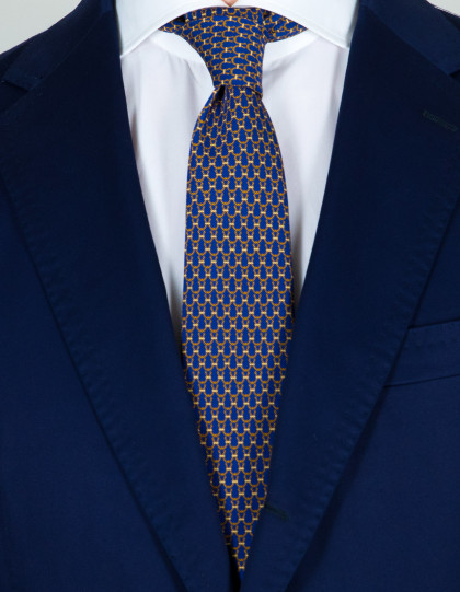 Kiton Krawatte in dunkelblau mit braunem Muster