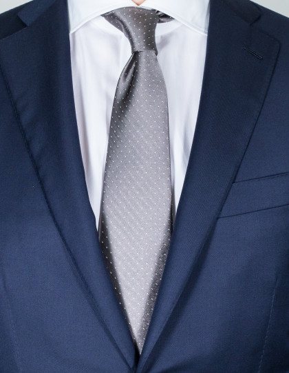 Luigi Borrelli Krawatte in grau mit weißen Punkten