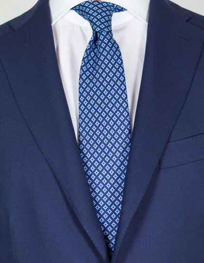 Luigi Borrelli Krawatte in dunkelblau mit blau-weißem Muster