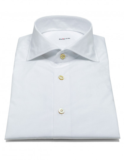 Kiton Hemd in weiß mit Haikragen und Doppelmanschette
