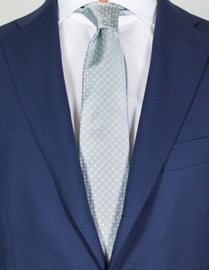 Kiton Krawatte in silber mit kleinen Quadraten