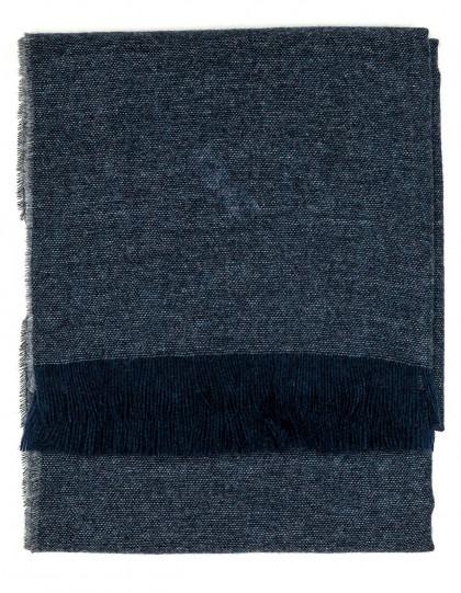 Kiton Schal in grau/blau mit dunkelblauen Fransen aus Kaschmir