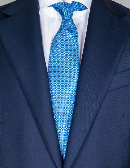 Kiton Krawatte in himmelblau mit dunkelblauem/beigem Muster
