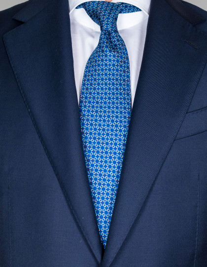Kiton Krawatte in dunkelblau mit hellblauen Kreisen