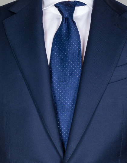 Luigi Borrelli Krawatte in dunkelblau mit kleinen weißen Punkten