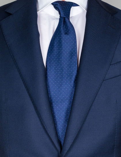 Luigi Borrelli Krawatte in dunkelblau mit kleinen hellblauen Punkten