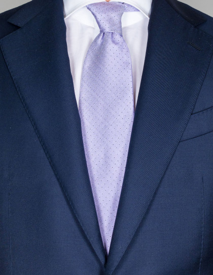 Luigi Borrelli Krawatte in lila mit kleinen dunkelblauen Punkten