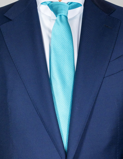 Kiton Krawatte in türkis mit weißen Punkten aus Seide / Baumwolle