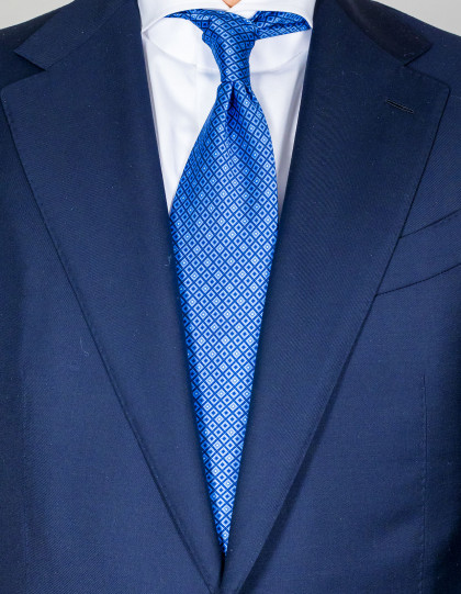 Luigi Borrelli Krawatte in blau mit blauen Rauten