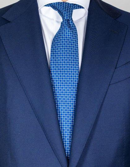 Kiton Krawatte in blau mit hellblau-weißem Muster