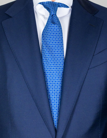 Kiton Krawatte in blau mit weiß-hellblauem Muster