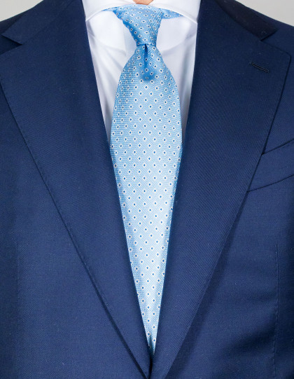 Cesare Attolini Krawatte in hellblau mit weiß-hellblauen Punkten