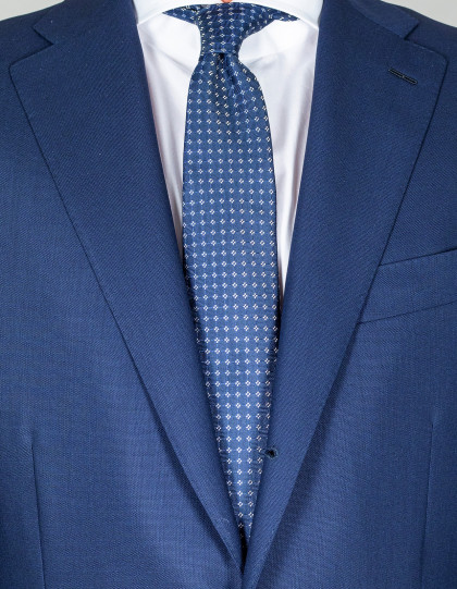 Kiton Krawatte in dunkelblau mit kleinen weißen Quadraten
