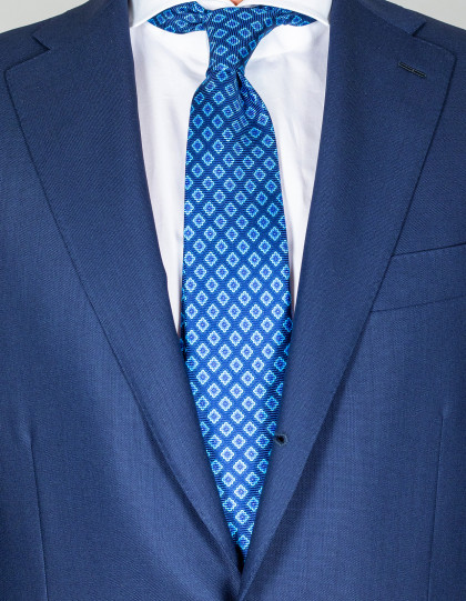 Kiton Krawatte in dunkelblau mit hellblau-blauen Muster