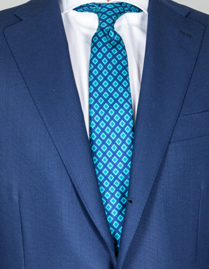 Kiton Krawatte in dunkelblau mit türkisem Muster