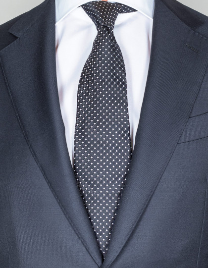 Kiton Krawatte in schwarz mit weißen Punkten und Struktur