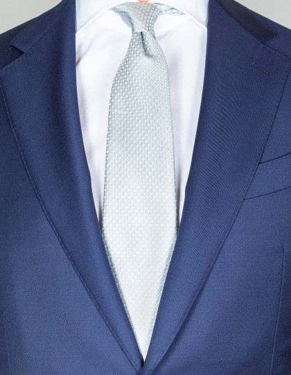 Kiton Krawatte in silber mit weißen Punkten und Muster