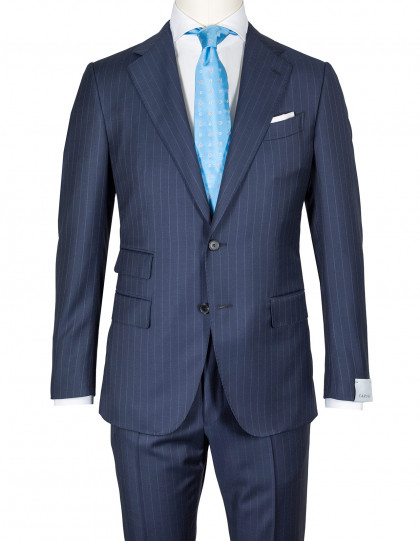 Caruso Anzug in dunkelblau mit feinem Kreidestreifen aus "Connaisseur Superfine 130'S" Wolle