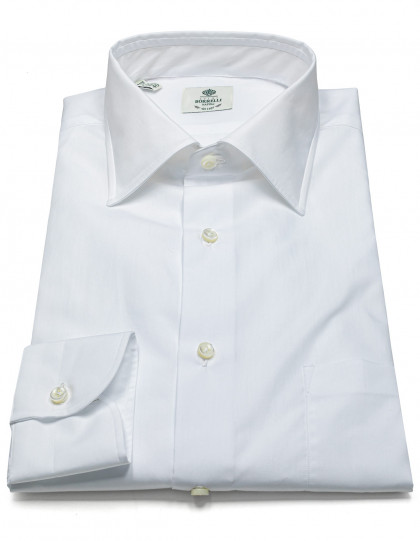 Luigi Borrelli Hemd in weiß mit Brusttasche und Kentkragen