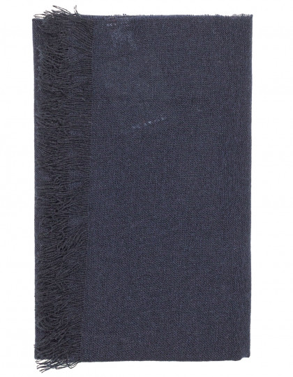 Kiton Schal in dunkelblau mit schwarzen Fransen aus Wolle / Kaschmir
