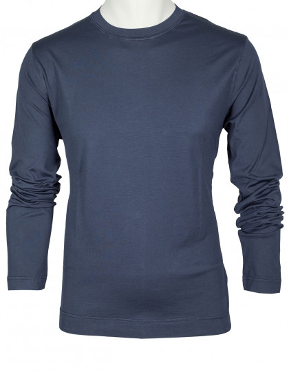 Fedeli Langarm T-Shirt in dunkelblau aus Jersey (Organic Cotton)