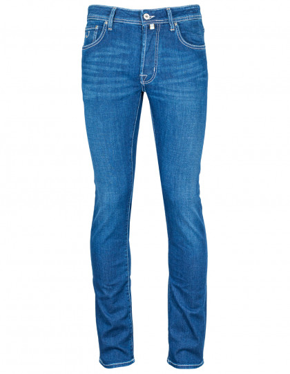 Jacob Cohen Jeans BARD " Rare Luxury " in blau verwaschen mit weißen Kontrastnähten