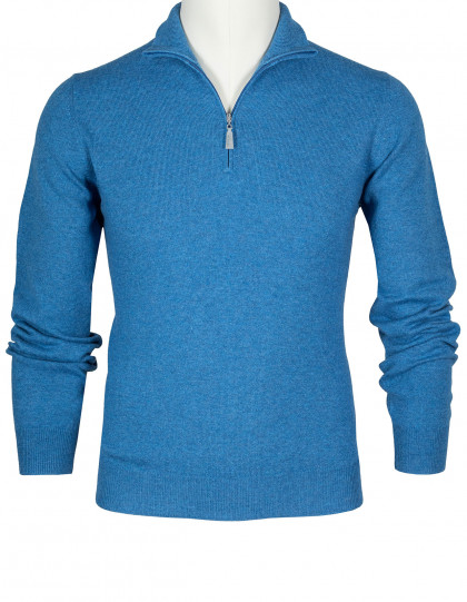 SOBS Pullover mit Troyerkragen in blau meliert