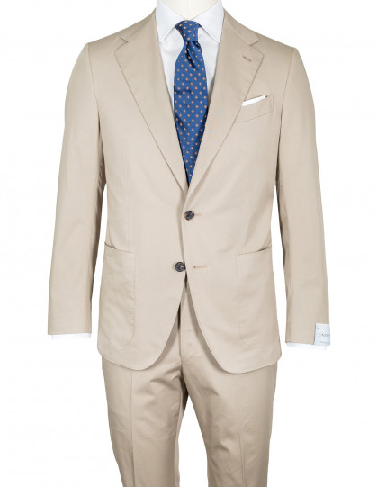 Caruso Anzug in graubeige mit aufgesetzten Taschen aus Baumwolle