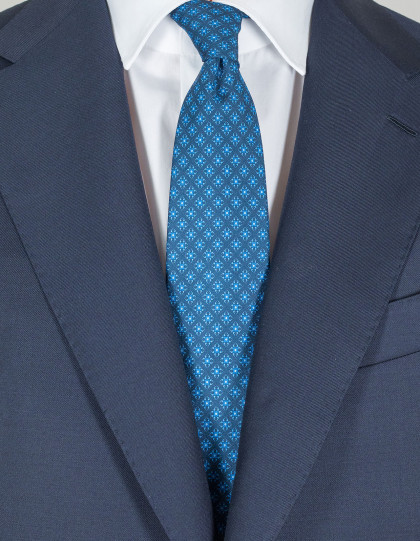 Kiton Krawatte in dunkelblau mit blau-hellblauem Muster