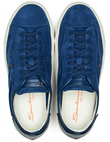 Santoni Sneaker in  königsblau aus Veloursleder