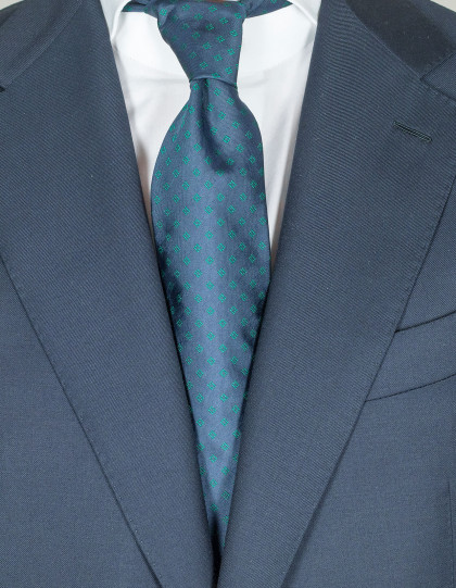 Luigi Borrelli Krawatte in dunkelblau mit grünen Vierecken