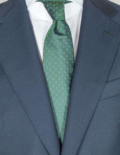 Luigi Borrelli Krawatte in grün mit beigen Vierecken