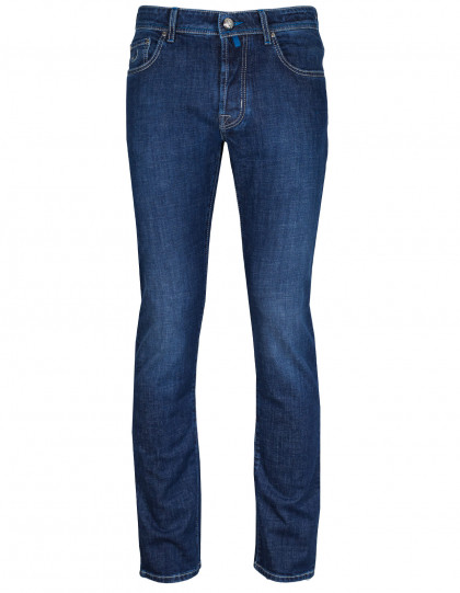 Jacob Cohen Jeans BARD "Rare Luxury" in blau mit blauen Lederpatch