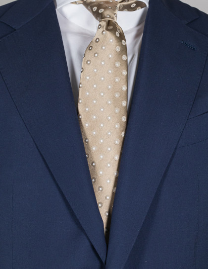 Kiton Krawatte in beige mit weiß / beigen Punkten
