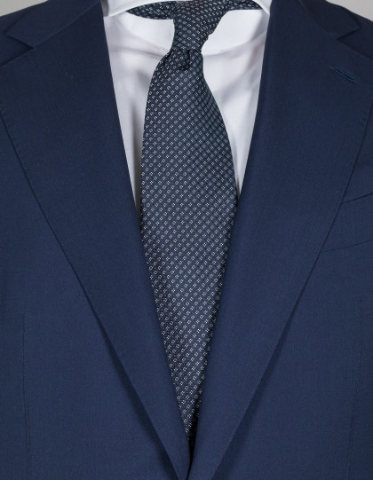 Luigi Borrelli Krawatte in dunkelblau mit weißen kleinen Punkten