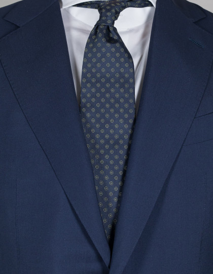 Luigi Borrelli Krawatte in dunkelblau mit grünem Muster