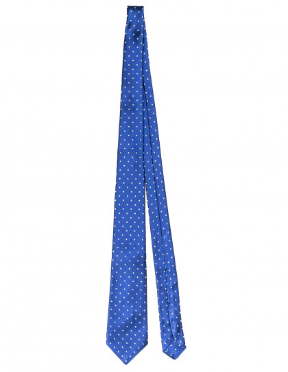 Kiton Krawatte in königsblau glänzend mit weißen Punkten