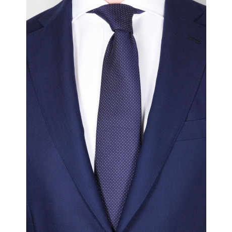 Borrelli Krawatte in dunkel blau strukturiert mit weißen Punkten