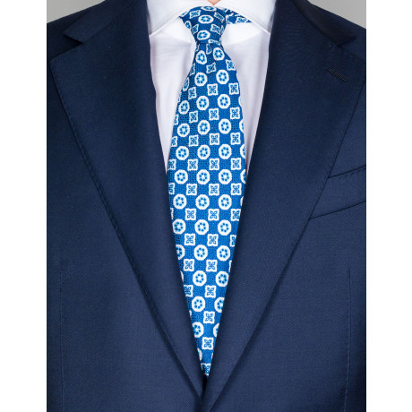Cesare Attolini Krawatte in blau mit hellblauem/weißen Muster